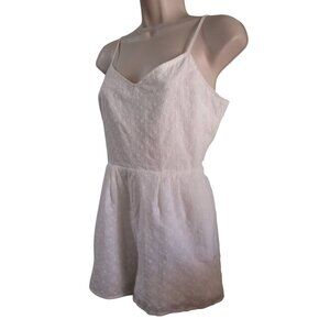 Sky & Sparrow Womens White Eyelet Open Tie Back Romper Size S